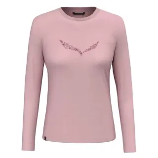 Tričko Salewa SolidLogo Dry L/S Tee Woman - Navy blazer/melange
