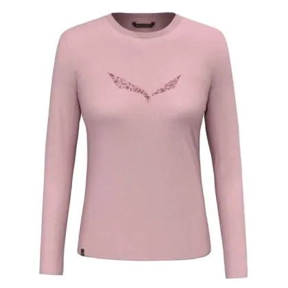 Tričko Salewa SolidLogo Dry L/S Tee Woman - Navy blazer/melange