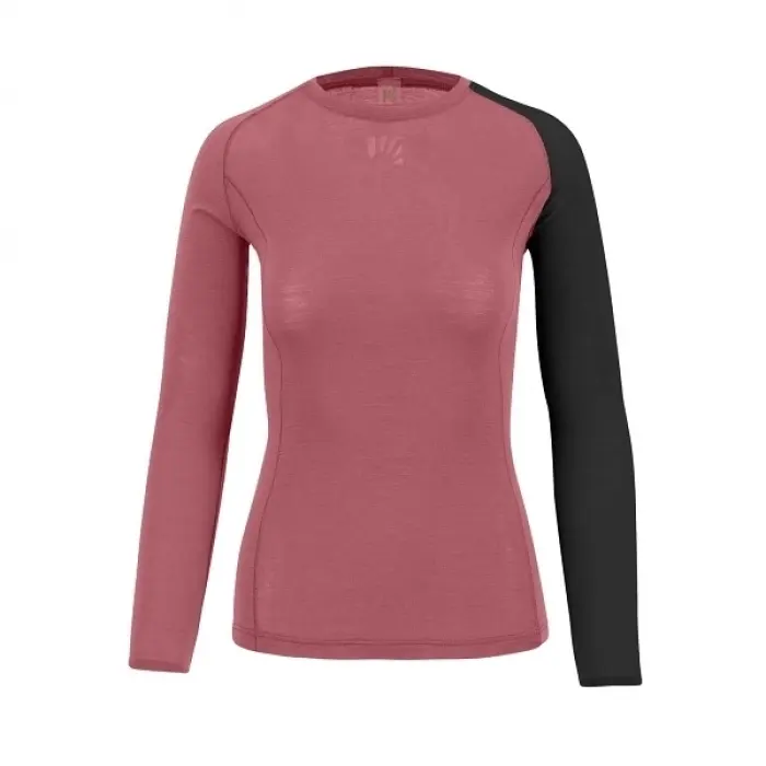 Tričko Karpos Dinamico Merino 130 LS Woman - Deco Rose/Black