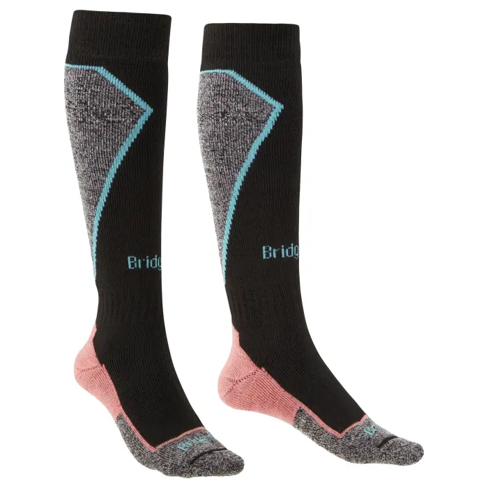 Ponožky Bridgedale Ski MidWeight Vertige Mid Over Calf Woman - Black/Coral