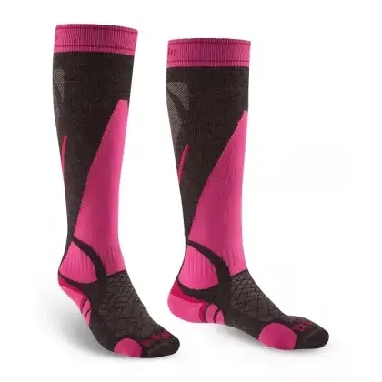 Ponožky Bridgedale Ski LightWeight Vertige Light Over Calf Woman - Graphite/pink