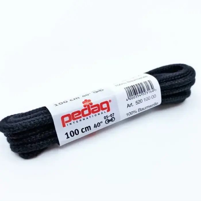 Šnúrky do topánok Pedag guľaté silné 100cm - Black