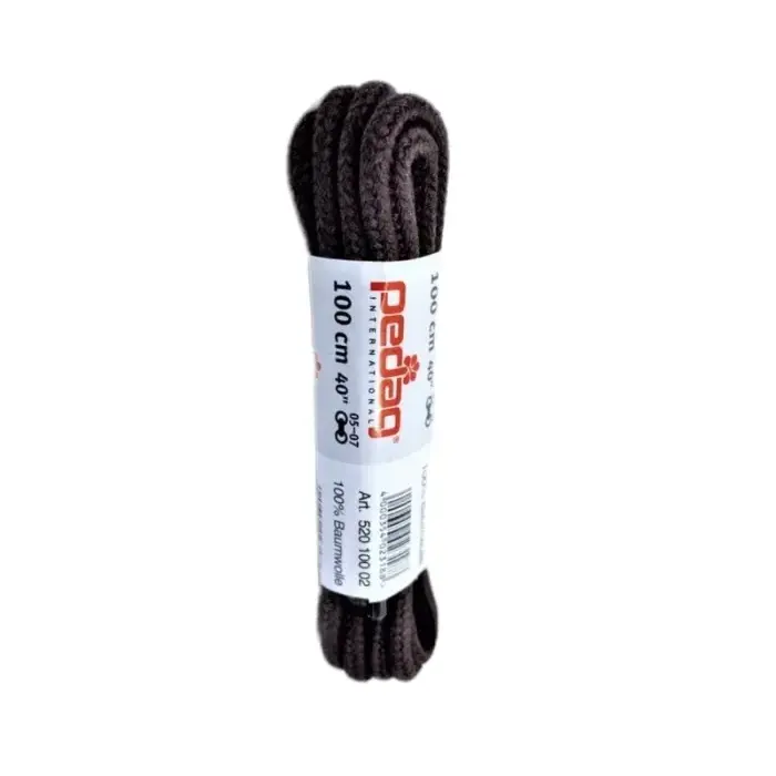 Šnúrky do topánok Pedag guľaté silné 100cm - Dark brown