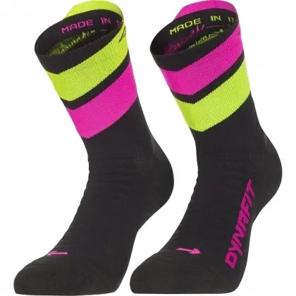 Ponožky Dynafit Ultra Mid Socks - Black Out/Pink Glo