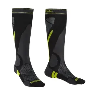 Ponožky Bridgedale Ski LightWeight Vertige Light Over Calf - Black/lime