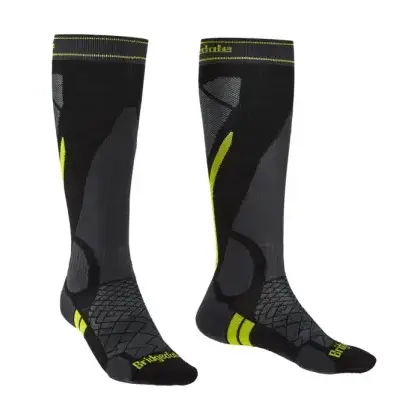 Ponožky Bridgedale Ski LightWeight Vertige Light Over Calf - Black/lime