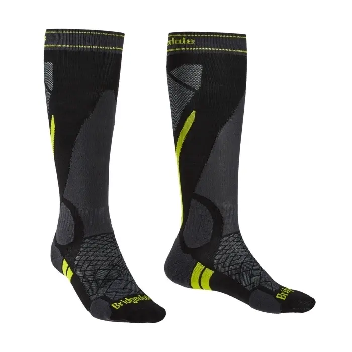 Ponožky Bridgedale Ski LightWeight Vertige Light Over Calf - Black/lime