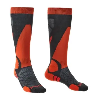 Ponožky Bridgedale Ski LightWeight Vertige Light Over Calf - Graphite/orange