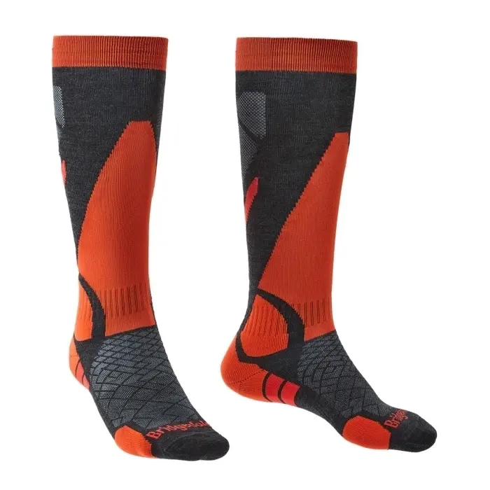 Ponožky Bridgedale Ski LightWeight Vertige Light Over Calf - Graphite/orange