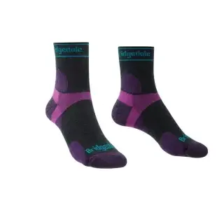 Ponožky Bridgedale Trail Run Ultra Light T2 MS 3/4 Crew Woman - Charcoal/Purple