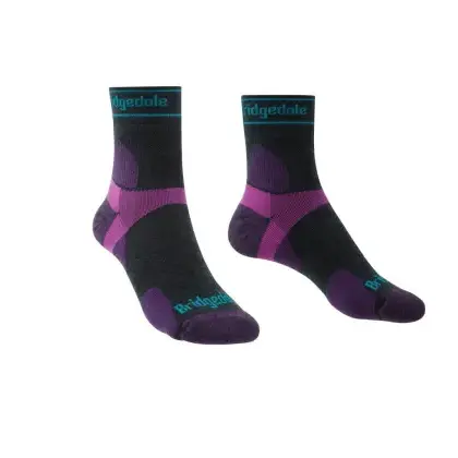 Ponožky Bridgedale Trail Run Ultra Light T2 MS 3/4 Crew Woman - Charcoal/Purple
