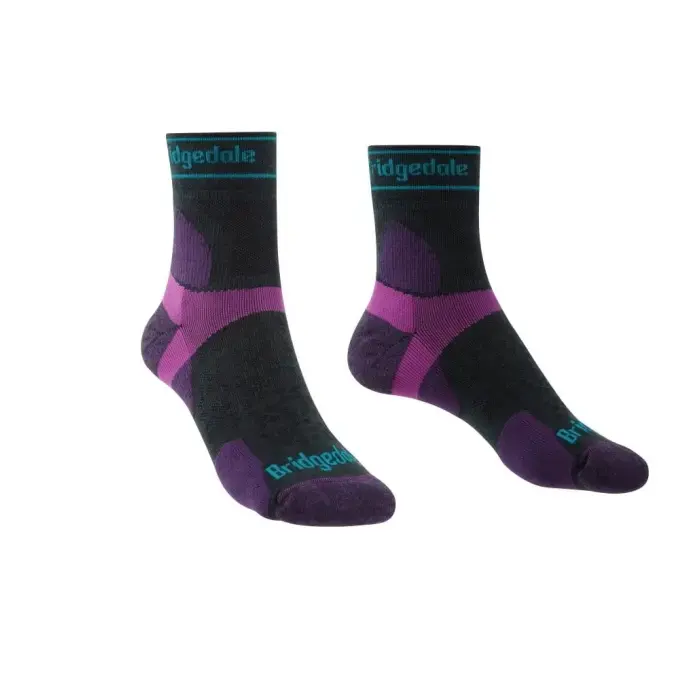 Ponožky Bridgedale Trail Run Ultra Light T2 MS 3/4 Crew Woman - Charcoal/Purple