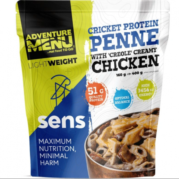 Adventure Menu Lightweight Cvrčie proteínové penne s kuracím mäsom v kreolskej omáčke